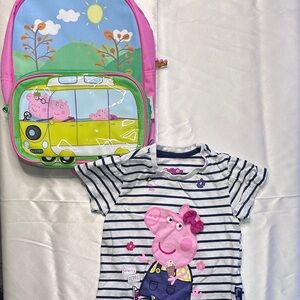 Peppa Pig Pink and Blue T-Shirt with Backpack